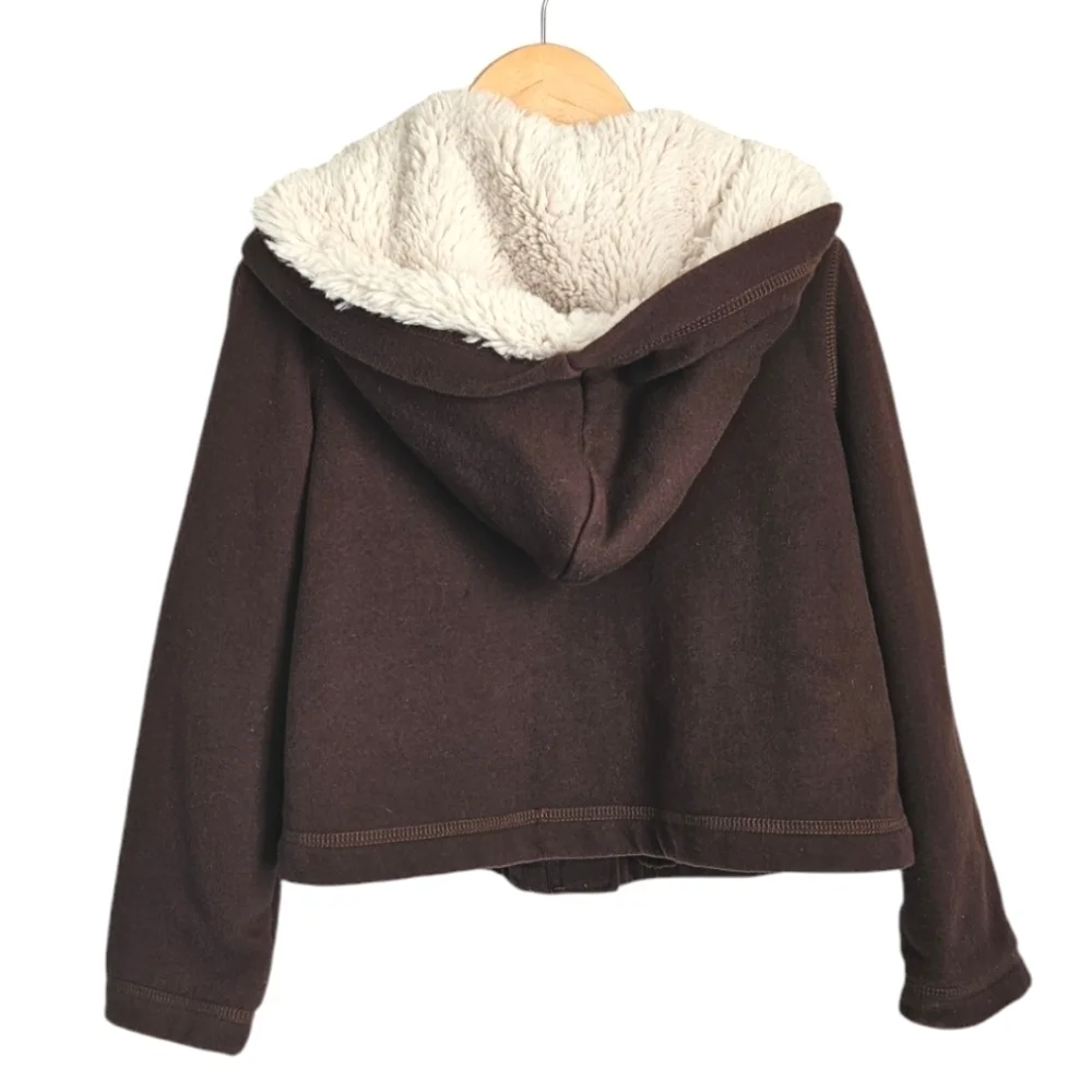 Gap Kids Heart Patches Winter Coat, Sherpa Hood, size small